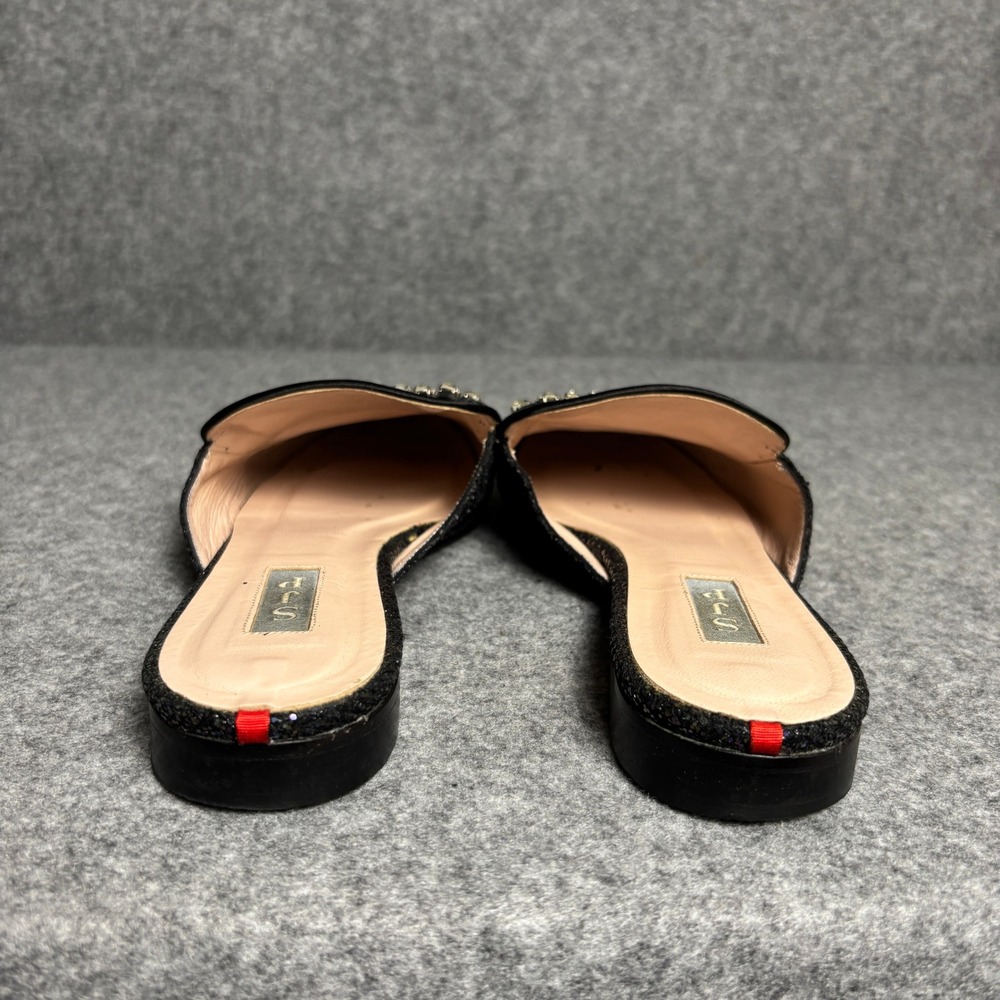 SJP Rhinestone Crystal Black Shimmer Mule Loafers Slip On Flats Shoes Womens‎ 40 - Picture 6 of 9